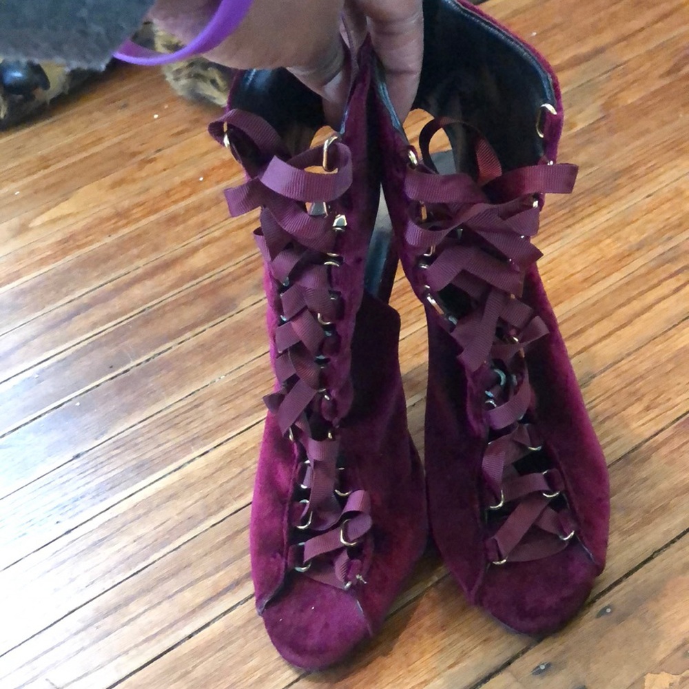 Suede lace booties